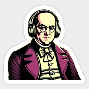 Money Moves Ben Franklin Retro Headphones II Sticker